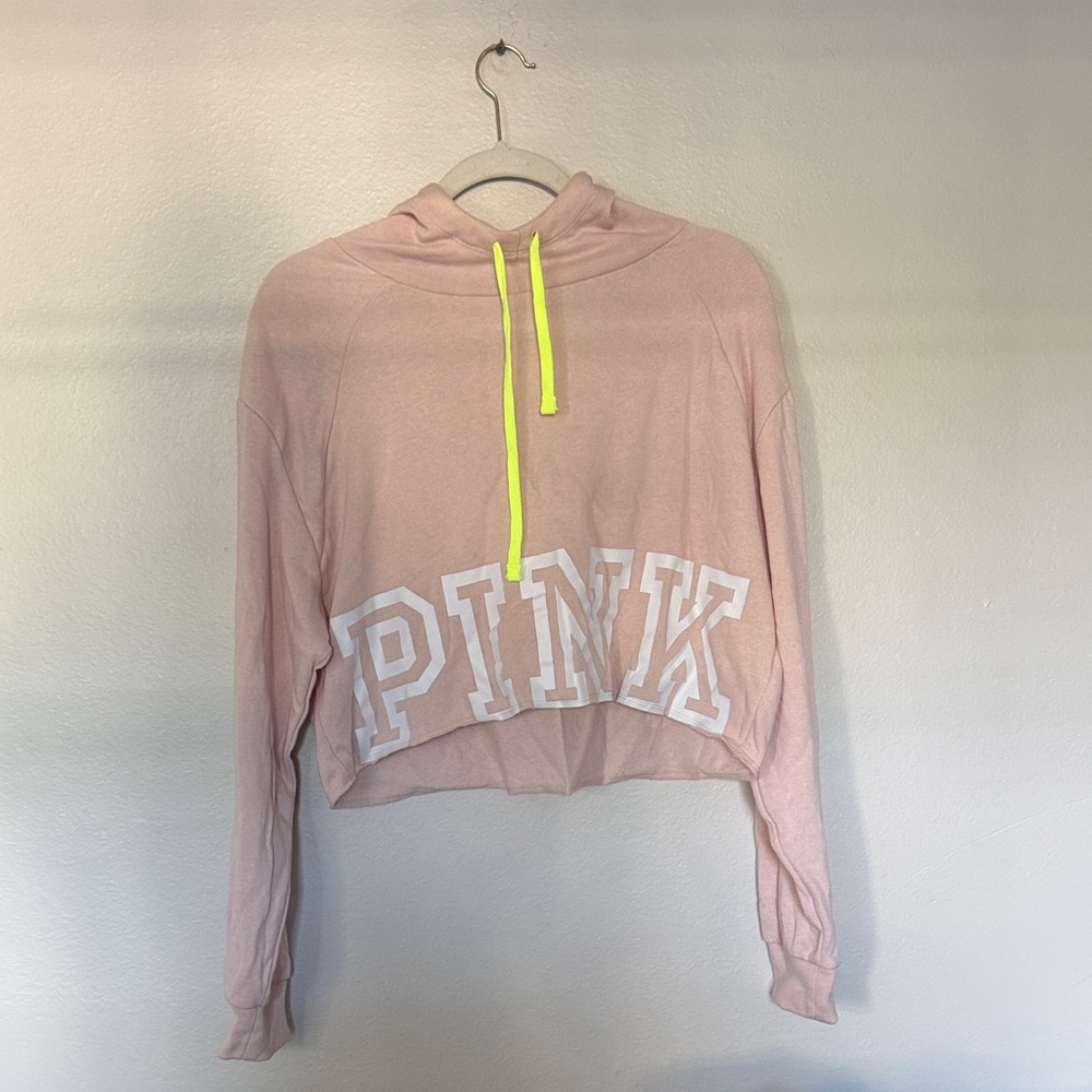 NWT PINK Victoria's Secret Light Pink Cropped Hoodie